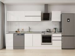 Alvinka 300X210 Cm High Gloss Mutfak Dolabı M-E90S40S50-2 High Gloss | Beyaz - Mdf