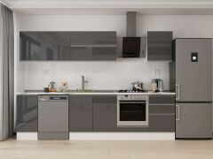 Alvinka 300X210 Cm High Gloss Mutfak Dolabı M-E90S40S50-2 High Gloss | Antrasit - Suntalam