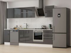 Alvinka 300X210 Cm High Gloss Mutfak Dolabı M-E90S40S50-2 High Gloss | Antrasit - Suntalam