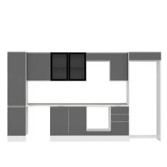 Alvinka 380X222 Cm High Gloss Mutfak Dolabı Mbb-E90B45S45-3 High Gloss | Antrasit - Suntalam