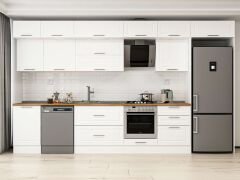 Alvinka 390X240 Cm Klasik Mebran Mutfak Dolabı Mb-E80S50S60-2 Mebran | Beyaz - Mdf