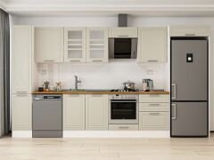 Alvinka 380X222 Cm Klasik Mebran Mutfak Dolabı Mbb-E80B40S60-3 Mebran | Kumtaşı - Mdf