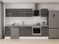 Alvinka 300X210 Cm High Gloss Mutfak Dolabı M-E90S40S50-2 High Gloss | Antrasit - Mdf