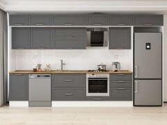 Alvinka 390X240 Cm Klasik Mebran Mutfak Dolabı Mb-E80S50S60-2 Mebran | Antrasit - Mdf