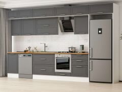 Alvinka 390X240 Cm Klasik Mebran Mutfak Dolabı Mb-E80S50S60-2 Mebran | Antrasit - Mdf