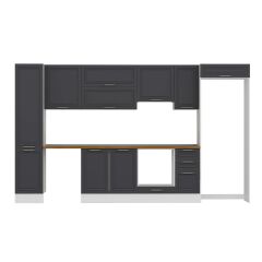 Alvinka 365X222 Cm Klasik Mebran Mutfak Dolabı Mbb-E80B45S40-1 Mebran | Antrasit - Suntalam