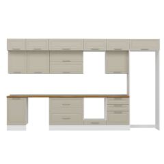 Alvinka 390X240 Cm Klasik Mebran Mutfak Dolabı Mb-E80S50S60-2 Mebran | Kumtaşı - Mdf