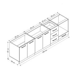 Minar 285 Cm Mutfak Dolabı Beyaz Dore 285-D6-Alt Modül