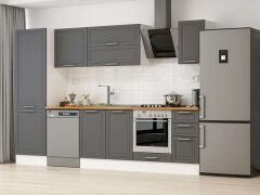 Alvinka 300X210 Cm Klasik Mebran Mutfak Dolabı Mb-E80B60S40-2 Mebran | Antrasit - Mdf