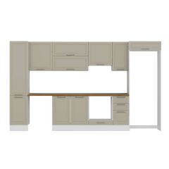 Alvinka 365X222 Cm Klasik Mebran Mutfak Dolabı Mbb-E80B45S40-1 Mebran | Kumtaşı - Suntalam