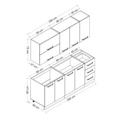 Minar 200 Cm Mutfak Dolabı Beyaz 200-B1