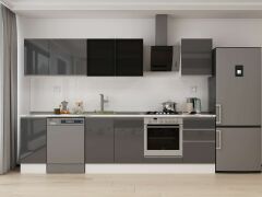 Alvinka 300X210 Cm High Gloss Mutfak Dolabı M-E90S40S50-3 High Gloss | Antrasit - Suntalam