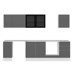 Alvinka 300X210 Cm High Gloss Mutfak Dolabı M-E90S40S50-3 High Gloss | Antrasit - Suntalam