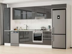 Alvinka 385X222 Cm High Gloss Mutfak Dolabı Mbb-E90B45S50-1 High Gloss | Antrasit - Suntalam