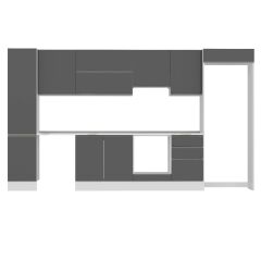 Alvinka 385X222 Cm High Gloss Mutfak Dolabı Mbb-E90B45S50-1 High Gloss | Antrasit - Suntalam