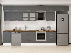 Alvinka 390X240 Cm Klasik Mebran Mutfak Dolabı Mb-E80S50S60-3 Mebran | Antrasit - Suntalam