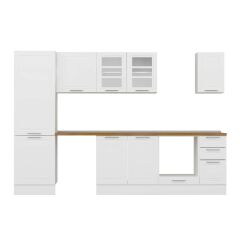 Alvinka 300X210 Cm Klasik Mebran Mutfak Dolabı Mb-E80B60S40-3 Mebran | Beyaz - Suntalam