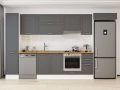 Alvinka 365X222 Cm Klasik Mebran Mutfak Dolabı Mbb-E80B45S40-1 Mebran | Antrasit - Mdf