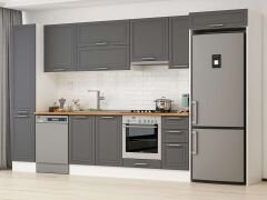 Alvinka 365X222 Cm Klasik Mebran Mutfak Dolabı Mbb-E80B45S40-1 Mebran | Antrasit - Mdf