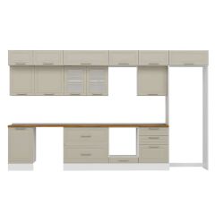 Alvinka 390X240 Cm Klasik Mebran Mutfak Dolabı Mb-E80S50S60-3 Mebran | Kumtaşı - Suntalam