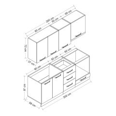 Minar 200 Cm Mutfak Dolabı Beyaz 200-B5