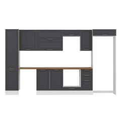 Alvinka 365X222 Cm Klasik Mebran Mutfak Dolabı Mbb-E80B45S40-2 Mebran | Antrasit - Suntalam