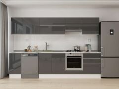 Alvinka 310X210 Cm High Gloss Mutfak Dolabı M-E90S40S60-1 High Gloss | Antrasit - Mdf