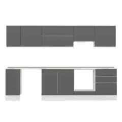 Alvinka 310X210 Cm High Gloss Mutfak Dolabı M-E90S40S60-1 High Gloss | Antrasit - Mdf