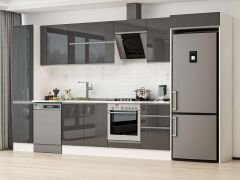 Alvinka 385X222 Cm High Gloss Mutfak Dolabı Mbb-E90B45S50-2 High Gloss | Antrasit - Mdf