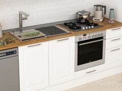 Alvinka 365X222 Cm Klasik Mebran Mutfak Dolabı Mbb-E80B45S40-2 Mebran | Beyaz - Mdf