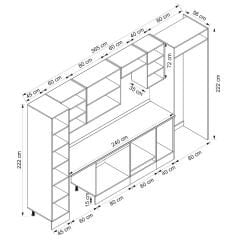 Alvinka 365X222 Cm Klasik Mebran Mutfak Dolabı Mbb-E80B45S40-2 Mebran | Beyaz - Mdf