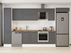 Alvinka 365X222 Cm Klasik Mebran Mutfak Dolabı Mbb-E80B45S40-2 Mebran | Antrasit - Mdf