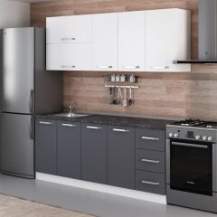 Minar 200 Cm Mutfak Dolabı Beyaz Antrasit 200-A1