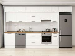 Alvinka 380X240 Cm Klasik Mebran Mutfak Dolabı Mb-E80S60S40-1 Mebran | Beyaz - Mdf