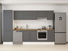 Alvinka 305X210 Cm Klasik Mebran Mutfak Dolabı Mb-E80B60S45-1 Mebran | Antrasit - Suntalam