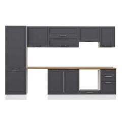 Alvinka 305X210 Cm Klasik Mebran Mutfak Dolabı Mb-E80B60S45-1 Mebran | Antrasit - Suntalam