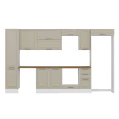 Alvinka 365X222 Cm Klasik Mebran Mutfak Dolabı Mbb-E80B45S40-2 Mebran | Kumtaşı - Mdf