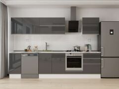 Alvinka 310X210 Cm High Gloss Mutfak Dolabı M-E90S40S60-2 High Gloss | Antrasit - Mdf