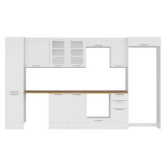 Alvinka 365X222 Cm Klasik Mebran Mutfak Dolabı Mbb-E80B45S40-3 Mebran | Beyaz - Suntalam