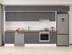 Alvinka 380X240 Cm Klasik Mebran Mutfak Dolabı Mb-E80S60S40-1 Mebran | Antrasit - Mdf