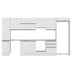 Alvinka 395X222 Cm High Gloss Mutfak Dolabı Mbb-E90B45S60-1 High Gloss | Beyaz - Suntalam