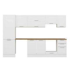 Alvinka 305X210 Cm Klasik Mebran Mutfak Dolabı Mb-E80B60S45-1 Mebran | Beyaz - Mdf