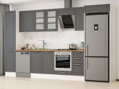 Alvinka 365X222 Cm Klasik Mebran Mutfak Dolabı Mbb-E80B45S40-3 Mebran | Antrasit - Suntalam