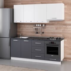 Minar 200 Cm Mutfak Dolabı Beyaz Antrasit 200-A5