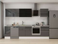 Alvinka 310X210 Cm High Gloss Mutfak Dolabı M-E90S40S60-3 High Gloss | Antrasit - Suntalam