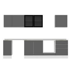 Alvinka 310X210 Cm High Gloss Mutfak Dolabı M-E90S40S60-3 High Gloss | Antrasit - Suntalam