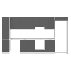 Alvinka 395X222 Cm High Gloss Mutfak Dolabı Mbb-E90B45S60-1 High Gloss | Antrasit - Suntalam