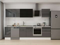 Alvinka 310X210 Cm High Gloss Mutfak Dolabı M-E90S40S60-3 High Gloss | Antrasit - Mdf