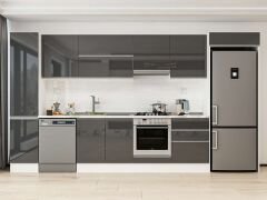 Alvinka 395X222 Cm High Gloss Mutfak Dolabı Mbb-E90B45S60-1 High Gloss | Antrasit - Mdf