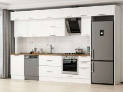 Alvinka 380X240 Cm Klasik Mebran Mutfak Dolabı Mb-E80S60S40-2 Mebran | Beyaz - Mdf